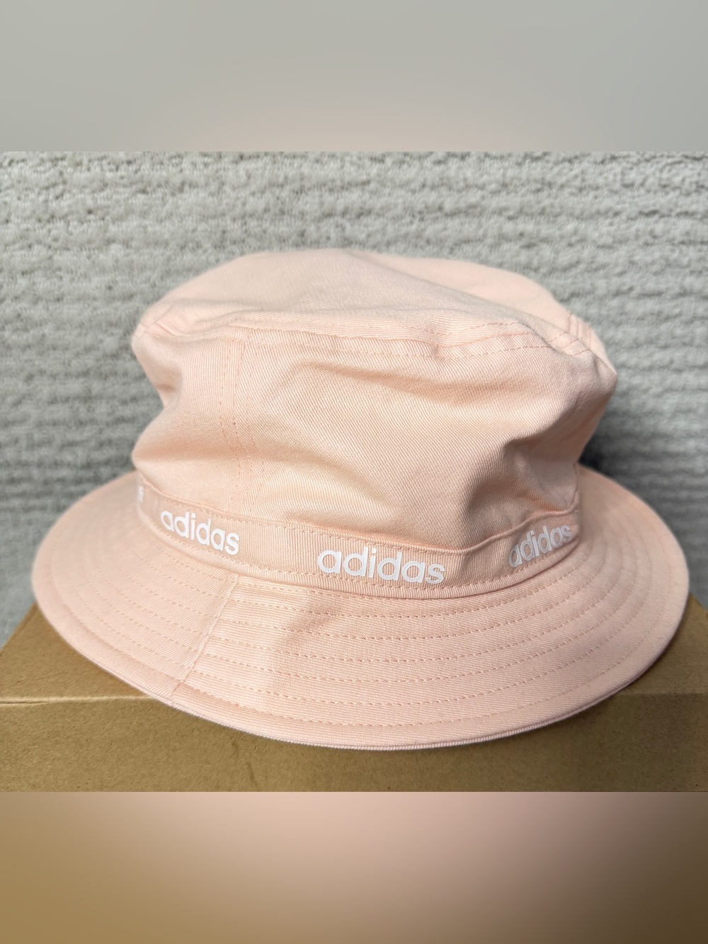 adidas peach color Bucket Hat with Logo Trim